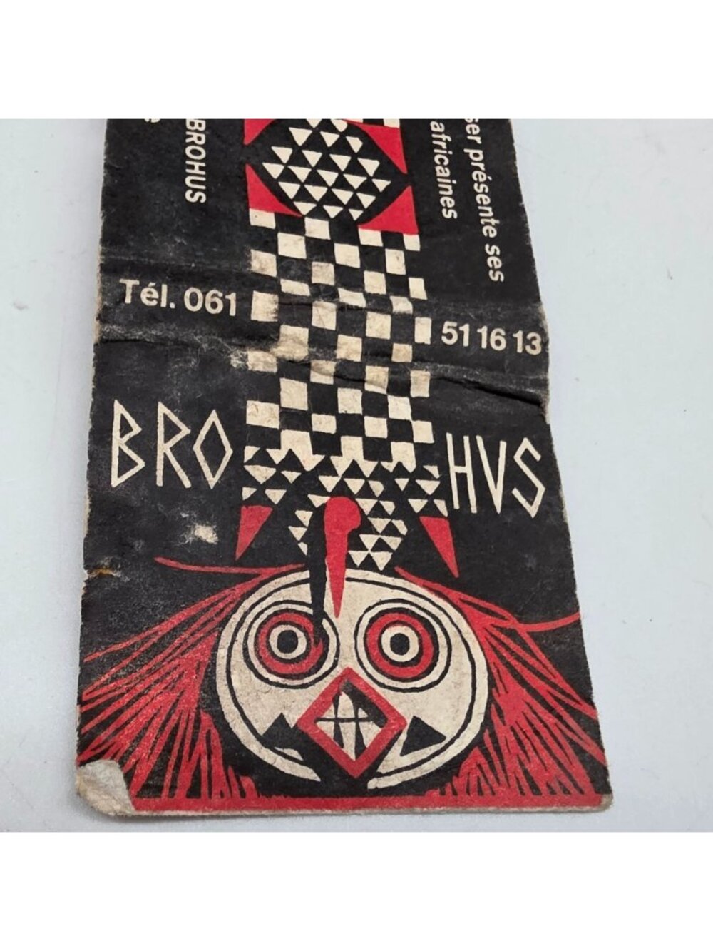 Vintage Brohus Matchbook Restaurant Advertising Basel Switzerland African Design